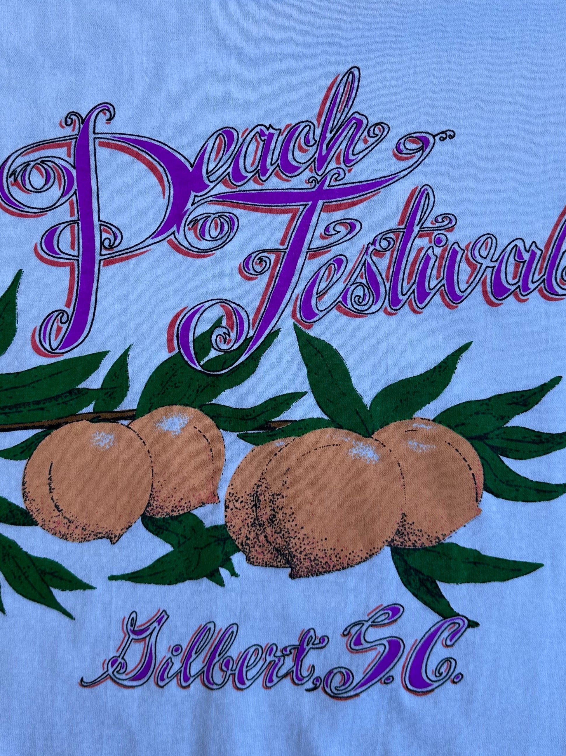 Vintage Made in USA Single Stitch Peach Festival Tee - Large